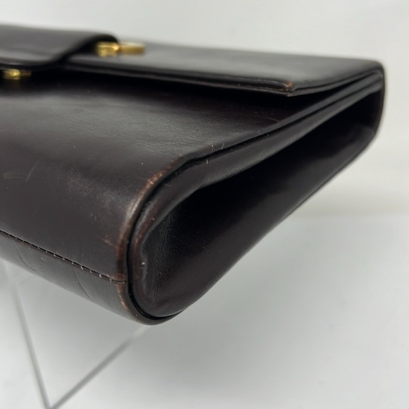 Rodo for Bonwit Teller Brown Smooth Italian Leather Clutch Shoulder Bag - Picture 11 of 15